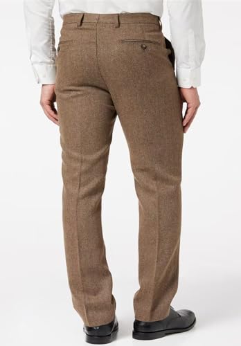Men's Tweed Formal Pants Casual Retro Hherringbone Suit Trousers2