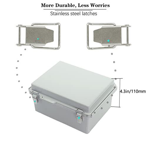 Zulkit Project Box Waterproof Dustproof Electrical Junction Enclosure Black 7.9 x 4.7 x 2.2inch Grey 8.7 x 6.7 x 4.3