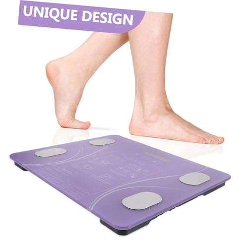 Báscula digital de baño violeta con pantalla LED miniatura 3