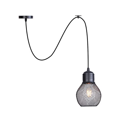 Lustre industriel vintage en métal noir pour éclairage chaleureux de chambre