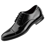 Temeshu Men's Business Dress Shoes Cap Toe Derby Lace Up Oxfords Shoes HH15 Black1 9.5