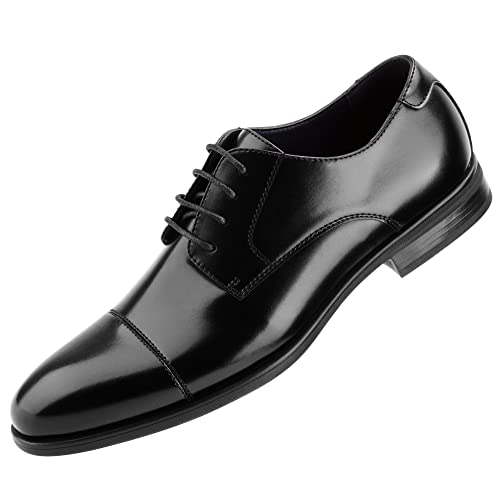 Temeshu Men's Business Dress Shoes Cap Toe Derby Lace Up Oxfords Shoes Hh15 Black1 9.5 #TOP19