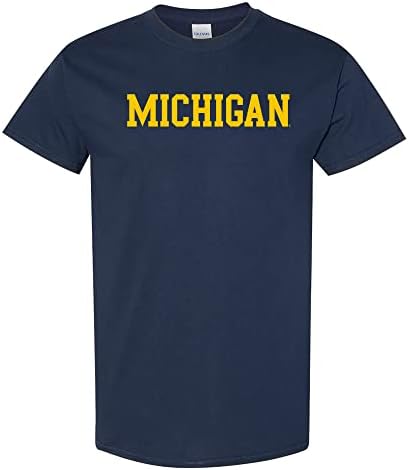 AS01 - Michigan Wolverines Basic Block T Shirt - Medium - Navy