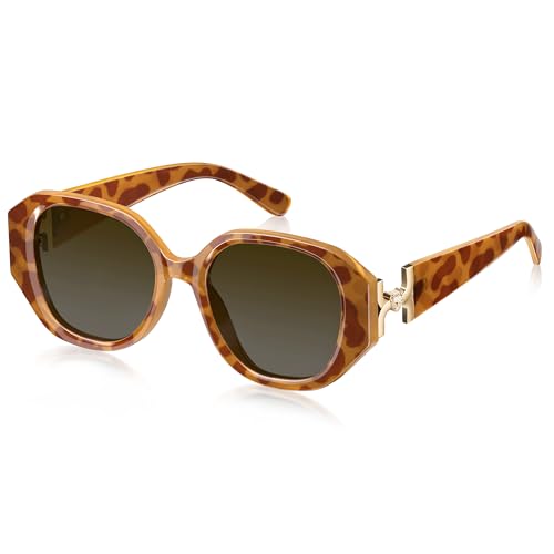 Oversized Polarized Sunglasses for Women Trendy Womens Designer Sunglasses UV Protection Square Frame Sun Glasses