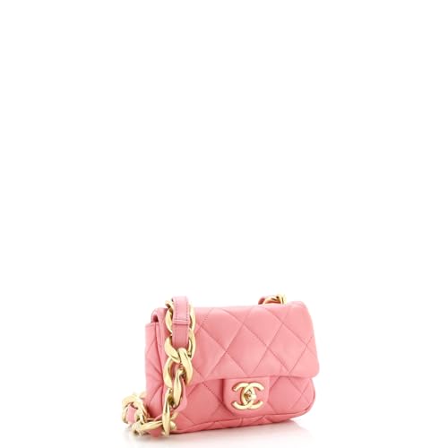 Pre-Loved Funky Town Flap Bag Quilted Lambskin Mini, Pink3