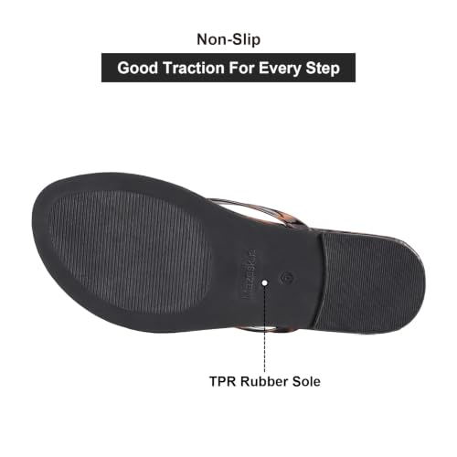 Image of mazeskin Women's Memory Foam Comfortable Flat Thong Sandals Dressy Summer Beach Leather Slide Flip Flops