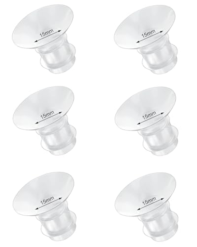 Image of Flange Inserts 15mm 6PCS Compatible with Momcozy/Medela/eufy/Spectra/Medela/TSRETE/Lansinoh Wearable Breast Pump, for the Most 24mm Shield/Flange Pump, Reduce 24mm Tunnel Down to Correct Size