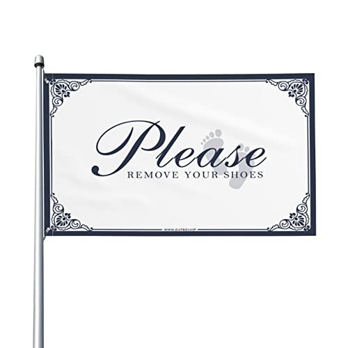Drapeau Men Please Remove Your Shoes grand format 152x244 cm pour décoration terrasse