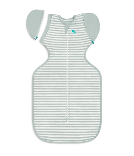 Image of Love to Dream Transition Bag 0.2T Stretch Cotton Medium (6-8.5kg) Stage 2, Soft & Breathable, Lightweight for Comfortable Sleep, Ideal for Newborns, Stripe Print, Olive