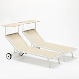  Produce Shop 2 Lettini Giardino Piscina Piscina con Ruote in Alluminio Alabama - Beige