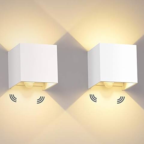 2 Pcs 12W Aplique pared LED con Sensor de Movimiento Cover