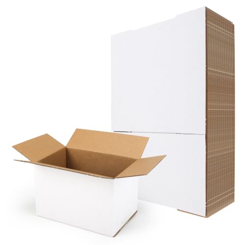 Image of RLAVBL 6x4x4 Shipping Boxes Set of 40, White Corrugated Cardboard Box for Packing, Mailing, Business