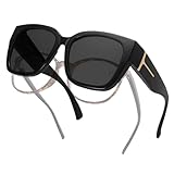 Polarized Fit Over Glasses Sunglasses for Women Trendy Square Wrap Around Shades UV Protection For Driving Riding Sunglasses Men Over Glasses