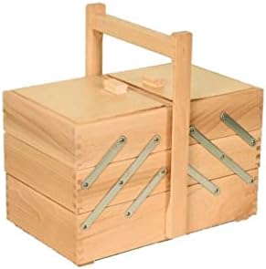 BBTradesales - Scatola Da Cucito In Legno Di Pino Grezzo, 5 Scomparti, Con Manico - Foto 10