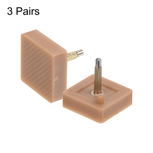 Image of HARFINGTON 3 Pairs TPU Kitten Heel Tips Shoes Replacement Tap Caps for Women High Heels, 2.4mm Pin, 16mm Square Heel Repair Caps, Beige