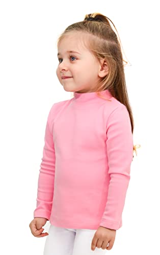 Image of Lilax Girls' Basic Long Sleeve Mock Turtleneck Cotton T-Shirt