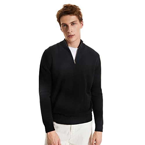 GreenMount Men's Quarter-Zip Sweater Cashmere Soft Long Sleeve Mock Neck Pullover Sweater Casual Sweater for Men