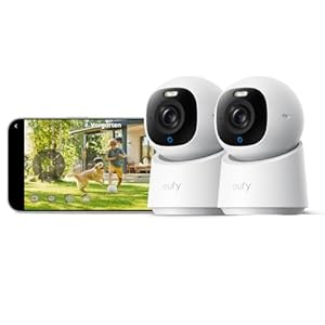 Eufy Indoor Camera E30, 2-Pack 4K UHD Indoor Surveillance Camera, Pet/Baby Camera with Phone App, Car Tracking Human/Animal, Colour Night Vision, 360° Pan & Tilt, Supports Homekit