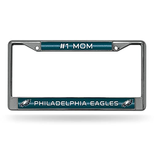 Rico Industries NFL Philadelphia Eagles #1 Mom 12" x 6" Silver Bling Chrome Car/Truck/SUV Auto Accessory