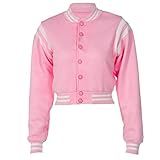 Stimazat Women Cropped Varsity Jacket Button Down Casual Baseball Bomber Jackets Coats