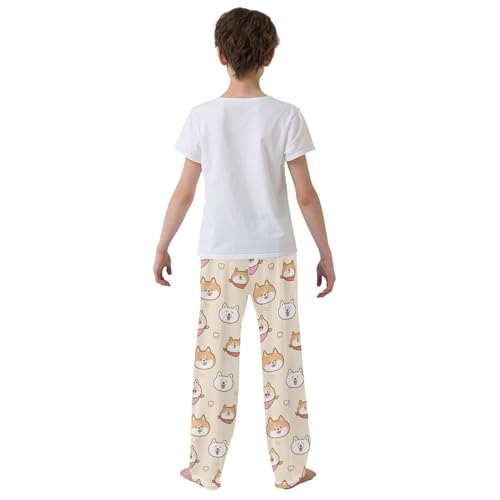 Boys' Pants Cute Shiba Inu Dogs Face Long Bottoms Jogger Pants Elastic Waist Trousers with Pockets S-XL3