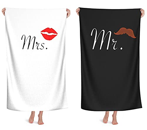 Mr and Mrs Bath Towel Beach Towel Beach Bath Towels Quick-Drying Baths Towels for Travel Camping Pool Towels On Beach Cart Beach Chairs