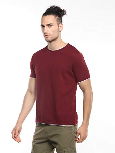 Image of Alan Jones Clothing Men's 100% Cotton Regular Fit Double Collar Round Neck T-Shirt
