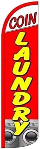 4 Less Co COIN LAUNDRY Windless Swooper Flag Feather Banner Sign 3x11.5 ft Tall (Flag Only) rq