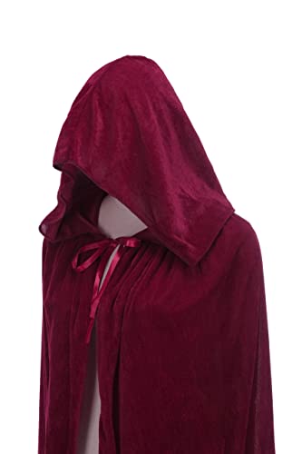 Regenboog 59inch Burgundy Velvet Cloak with Hood, Full Length Cloak for Adult Christmas Halloween Costume, Masquerade - Image 4