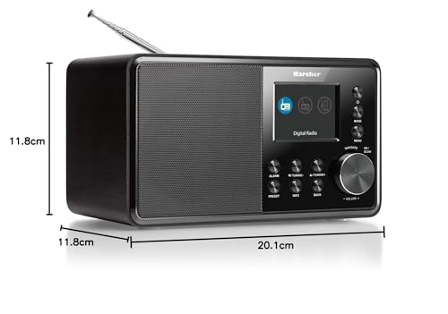 Karcher DAB 3000 - DAB+ Radio (Digitalradio, DAB Plus/UKW-RDS, AUX-IN, Wecker mit Dual-Alarm, kleines Küchenradio, schwarz)