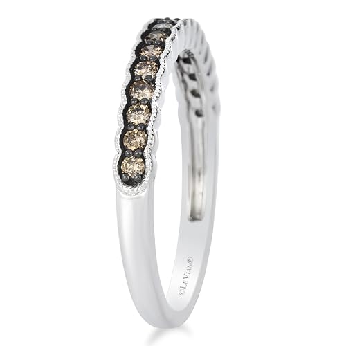 LE VIAN 1/3 Carat Chocolate Diamond Ring for Women | 14k White Gold Shared Prong Statement Ring for Her Elegant and Vintage (Brown, 0.29 cttw) Promise Wedding Anniversary Slim Band Size 5 to 8.53
