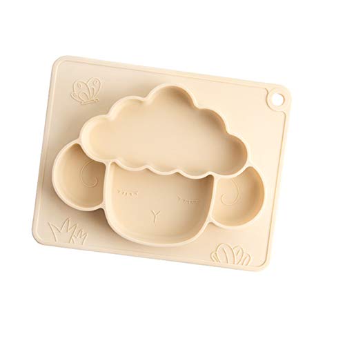 Chiatai Silikon Baby Teller geteilt, rutschfeste Absaugung Kleinkind Teller Essteller für Kinder Baby Kinder BPA Free beige Cover