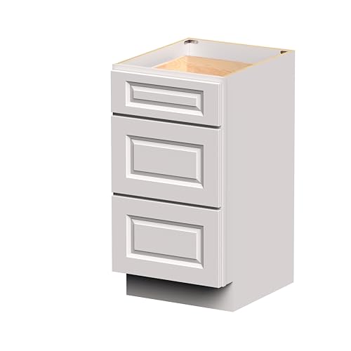 DL Cabinetry Ready-to-Assemble Raised Panel Vanity 3 Drawers Base Cabinet (Glacier White, W18 x H34.5 x D21)
