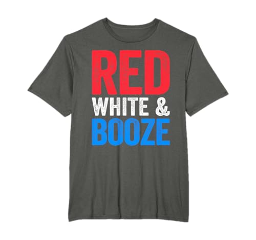 Red White And Booze Shirt Men Women Drinking 4th of...