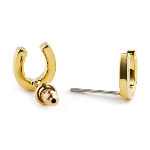 Horseshoe Earrings 18k Gold | Equestrian Jewelry Gift for Women, Girls & Horse Lovers, Lucky Good Luck Charm Studs2