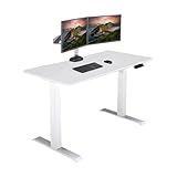 Vari Essential Electric Standing Desk for Home Office – 48x24 Sit-Stand VariDesk, 4 Memory Height Presets, 2-Piece Laminate Wood Top, Sturdy T-Style Legs, Supports 150 Lbs + Easy Assembly (White)