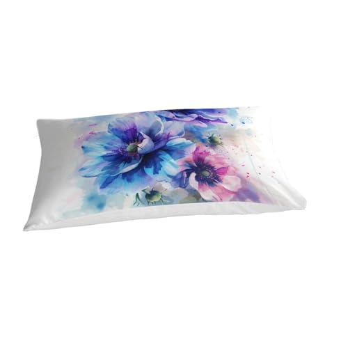 Housse de couette fleurs aquarelle 3D microfibre lit simple 135x200cm