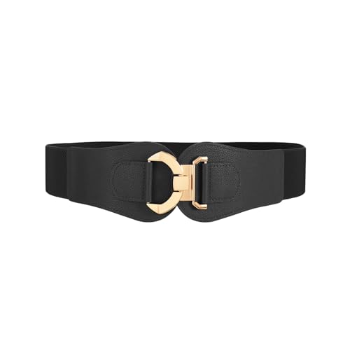 JASGOOD Women's Wide Elastic Waist Belts for Dresses Ladies Vintage Stretchy Waistband with Gold Buckle