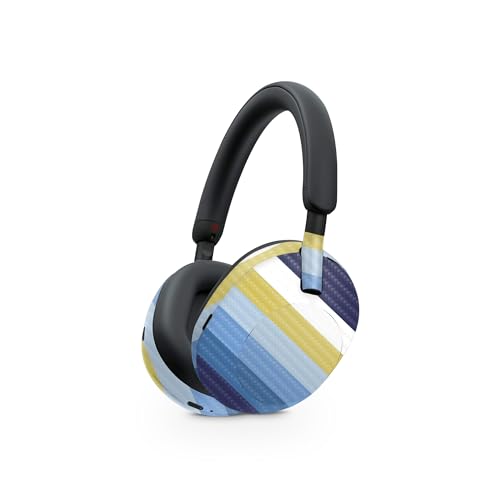 Image of MightySkins Carbon Fiber Skin Compatible with Sony WH-1000XM5 Headphones - Cool Stripes | Protective, Durable Textured Carbon Fiber Finish | Easy to Apply