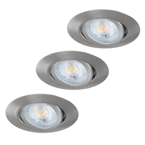 HCFEI LED Einbaustrahler Flach Dimmbar, Schwenkbar 5W LED Spots 230V, IP44 Bad Einbauleuchten Deckenspots Einbauspots, 3CCT Warmweiß Neutralweiß Kaltweiß (3er set, Edelstahl Gebürstet, 38°) HCFEI LED Einbaustrahler Flach Dimmbar, Schwenkbar 5W LED Spots 230V, IP44 Bad Einbauleuchten Deckenspots Einbauspots, 3CCT Warmweiß Neutralweiß Kaltweiß (3er set, Edelstahl Gebürstet, 38°)