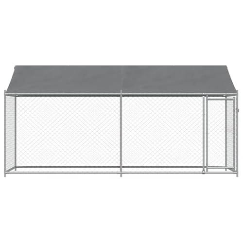 vidaXL Hundezwinger mit Dach und Tür Grau 4x2x2 m Verzinkter Stahl