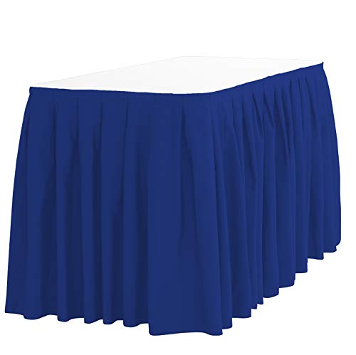 LTC LINENS Table Skirt for 4 Feet Rectangular or 48 Inch Round Table - 14 ft Royal Blue Pleated Table Skirting Cloth Polyester for Banquet, Wedding