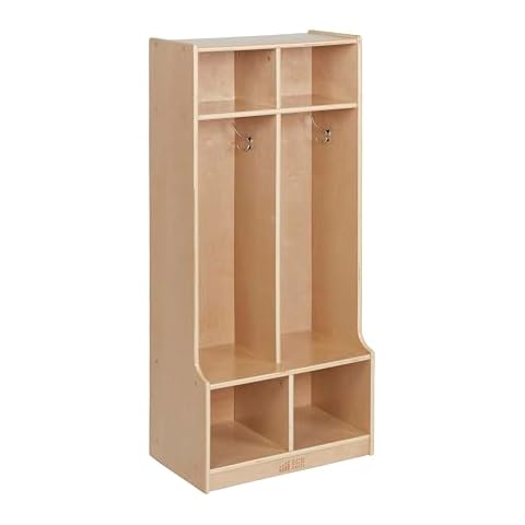 ECR4Kids Birch School Coat Locker with Bench Cover