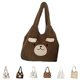 NTRUEML Fluffy Tote Bag Ladies Kawaii Shoulder Bag Women Furry Bears Tote Bag Plush Handbag Women Cute Crossbody Bag for Women Girls (Brown bear)