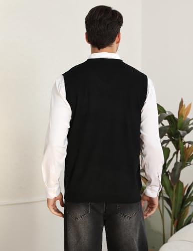 Mens Sweater Vests Classic V-Neck Knitwear Sleeveless Pullover Autumn Winter Warm Tank Tops4