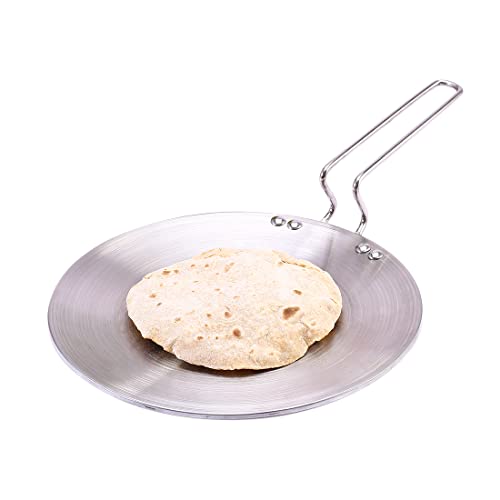 Wonderchef Nigella Tri-Ply 26 cm Roti Tawa | Non-Stick Tawa | 4mm Thickness | Induction Base | Compatible with All cooktops | Riveted Cool-Touch Handle | 10 Year Warranty, Stainless Steel, Silver