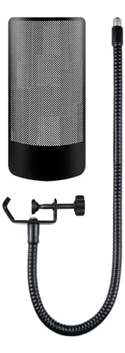 SOULWIT Shield Microphone Pop Filter for HyperX QuadCast/S/2/2S, Mic Cover Foam with Metal Windscreen for Most HyperX Shock Mounts - Black