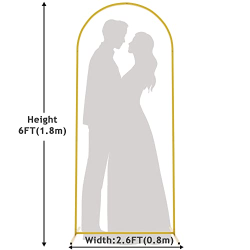 Image of Putros Arch Backdrop Stand, 6ft, Metal Wedding Arch Stand, Gold, Arched Background Frame for Birthday Party, Baby Shower, Graduation, Photography Decoration