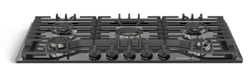 GASLAND 36 Inch Gas Cooktop 5 Italy Sabaf Burner, PRO GH2365EF, Built-in NG/LPG Convertible Stovetops, Gas Countertop Plug-in with Thermocouple Protection, CSA Certified, Black