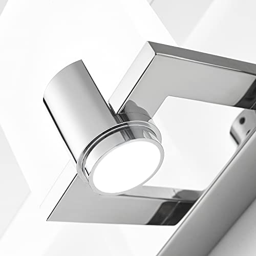 Image of SOLFART Led Bathroom Vanity Light Fixtures with Spotlights Chrome Finishing Durable Modern Vanity Light Over Mirror Light Fixture for Bath 2 Lights